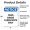 Signmission Food Grade Lubricants Only, 7 in W x Rectangle, Vinyl Decal OS-2PACK-NS-D-710-V-12821 - alternate 5